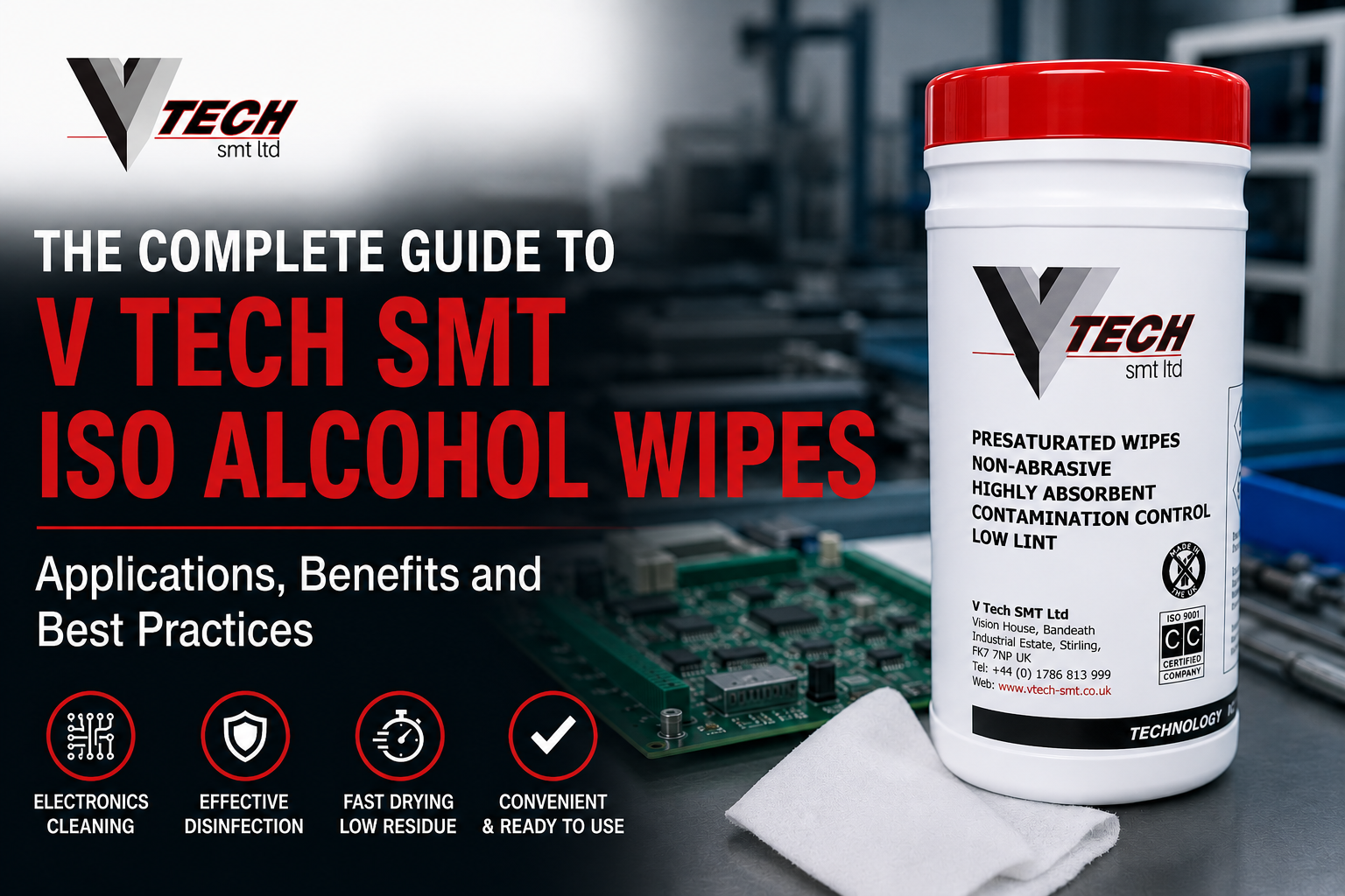V Tech SMT ISO Alcohol Wipes