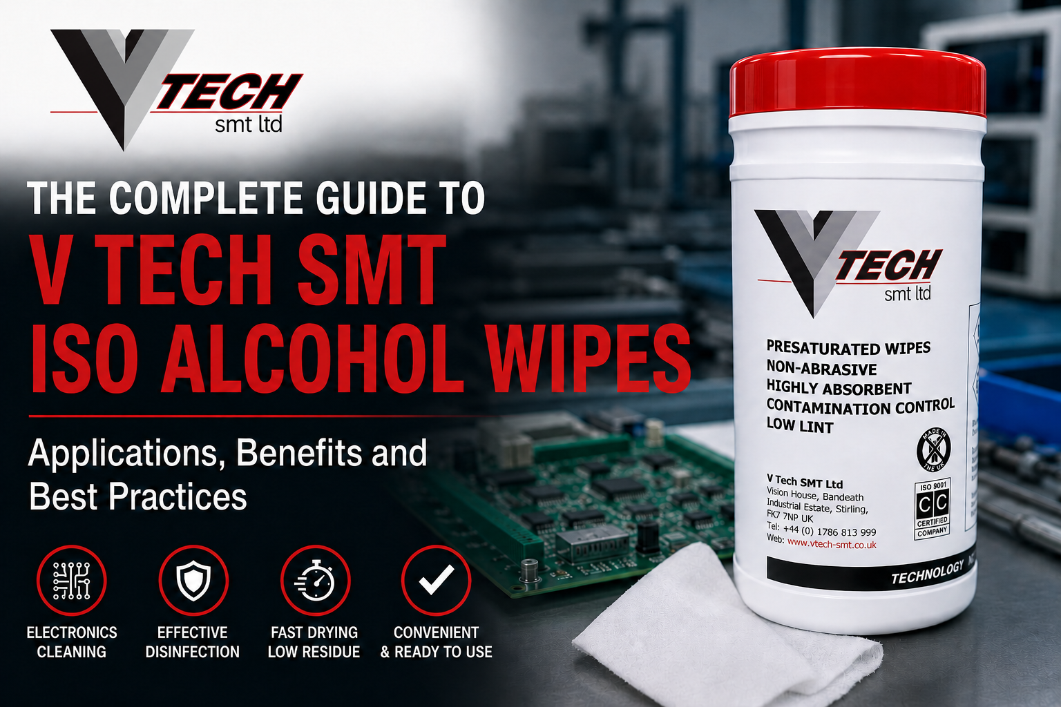 V Tech SMT ISO Alcohol Wipes