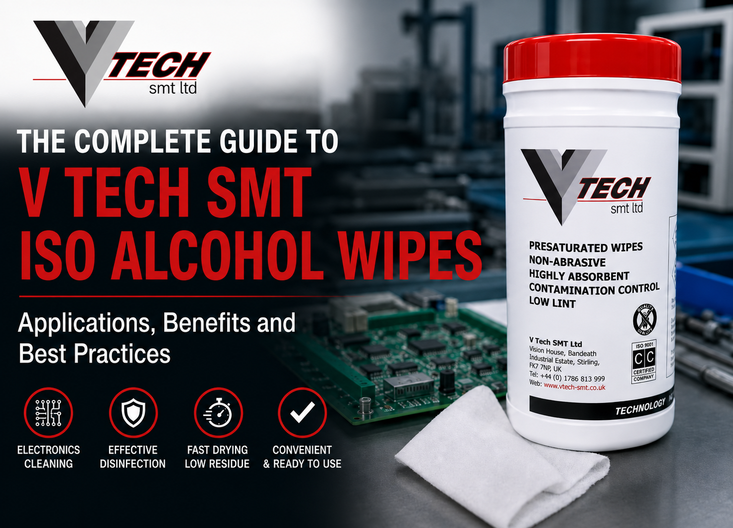 V Tech SMT ISO Alcohol Wipes