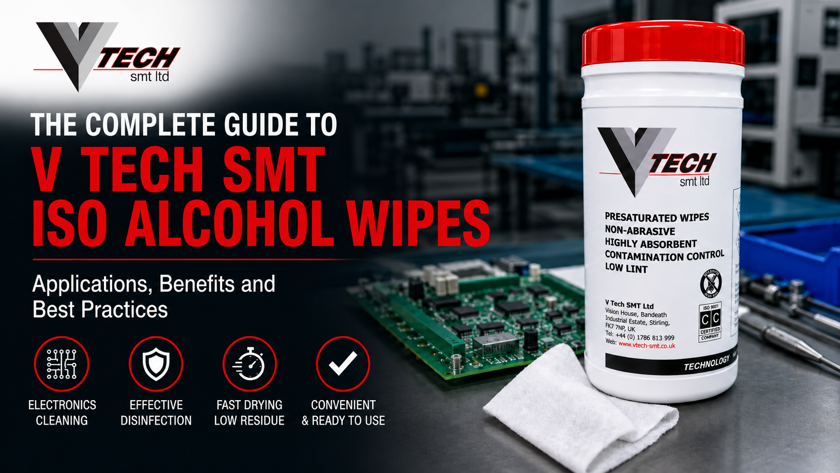 V Tech SMT ISO Alcohol Wipes