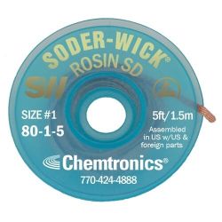 Chemtronics SW18015 Soder-Wick® Rosin SD VACUPAK™ ESD Safe 0.8mm x 1.5m pk 6