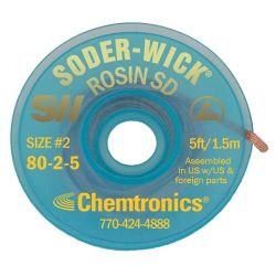 Chemtronics SW18025 Soder-Wick® Rosin SD VACUPAK™ ESD Safe 1.5mm x 1.5m pk 6